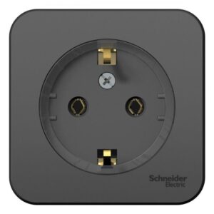 Розетка 1-м ОП Blanca 16А IP20 250В с заземл. без защ. шторок с изолир. пластиной (компакт) антрацит SE BLNRA110116 оптом купить цена