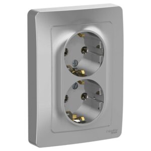 Розетка 2-м СП Blanca 16А IP20 250В с заземл. без защ. шторок алюм. SE BLNRS001023 оптом купить цена