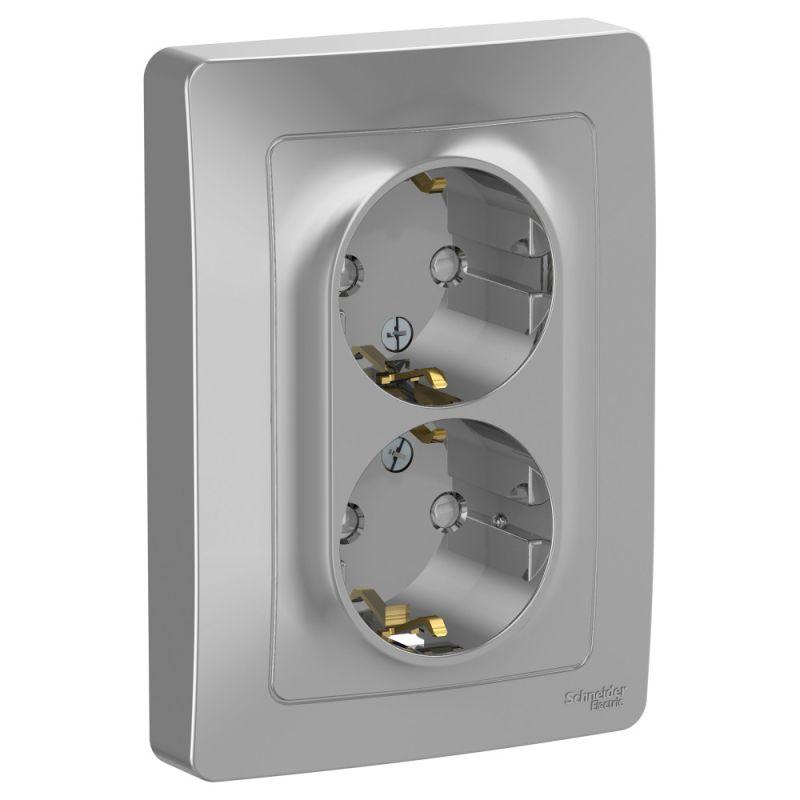 Розетка 2-м СП Blanca 16А IP20 250В с заземл. защ. шторки алюм. SE BLNRS001123 купить оптом выгодно Розетка 2-м СП Blanca 16А IP20 250В с заземл. защ. шторки алюм. SE BLNRS001123 оптом купить цена