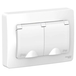 Розетка 2-м СП Blanca 16А IP44 250В с заземл. защ. шторки с крышкой бел. SE BLNRS441121 оптом купить цена