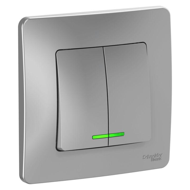 Выключатель 2-кл. СП Blanca 10А IP20 (сх. 5) 250В с подсветкой алюм. SE BLNVS010513 купить оптом выгодно Выключатель 2-кл. СП Blanca 10А IP20 (сх. 5) 250В с подсветкой алюм. SE BLNVS010513 оптом купить цена