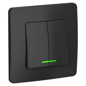 Выключатель 2-кл. СП Blanca 10А IP20 (сх. 5) 250В с подсветкой антрацит SE BLNVS010516 оптом купить цена