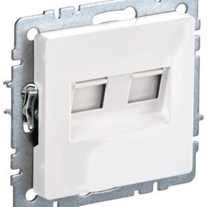 Розетка компьютерная двойная СП RJ45 кат.5E BRITE РК10-2-БрБ бел. IEK BR-K20-1-K01 оптом купить цена