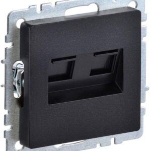 Розетка компьютерная двойная СП RJ45 кат.5E BRITE РК10-2-БрЧ черн. IEK BR-K20-1-K02 оптом купить цена