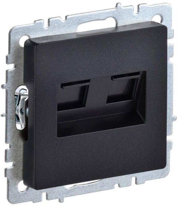 Розетка компьютерная двойная СП RJ45 кат.5E BRITE РК10-2-БрЧ черн. IEK BR-K20-1-K02 оптом купить цена
