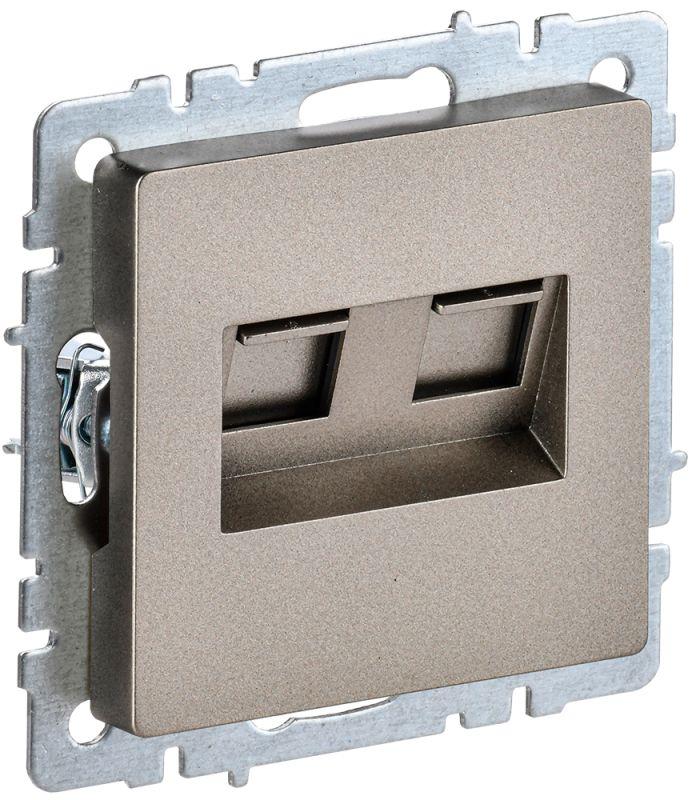 Розетка компьютерная двойная СП RJ45 кат.5E BRITE РК10-2-БрШ шампань IEK BR-K20-1-K37 купить оптом выгодно Розетка компьютерная двойная СП RJ45 кат.5E BRITE РК10-2-БрШ шампань IEK BR-K20-1-K37 оптом купить цена