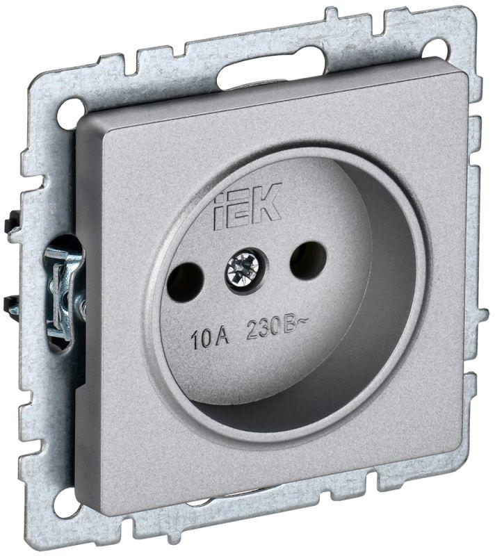 Розетка BRITE РС10-1-0-БрА 10А без заземл. без защ. шторок алюм. IEK BR-R10-10-K47 купить оптом выгодно Розетка BRITE РС10-1-0-БрА 10А без заземл. без защ. шторок алюм. IEK BR-R10-10-K47 оптом купить цена