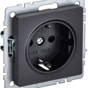 Розетка BRITE РС11-1-0-БрЧ 16А с заземл. без защ. шторки черн. IEK BR-R11-16-K02 оптом купить цена