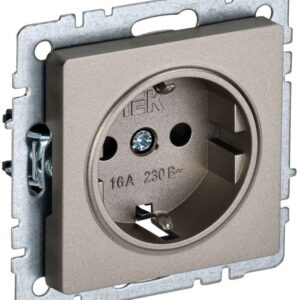Розетка BRITE РС11-1-0-БрШ 16А с заземл. без защ. шторки шампань IEK BR-R11-16-K37 оптом купить цена