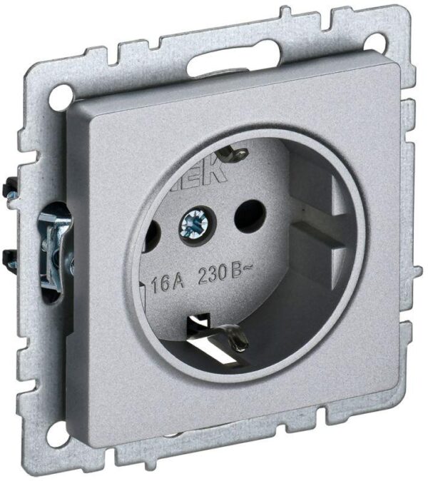 Розетка BRITE РС11-1-0-БрА 16А с заземл. без защ. шторки алюм. IEK BR-R11-16-K47 оптом купить цена