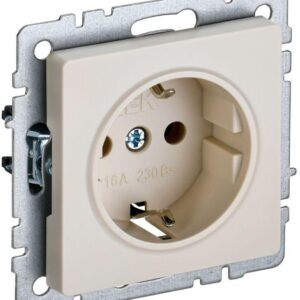 Розетка BRITE РС14-1-0-БрКр 16А с заземл. защ. шторки беж. IEK BR-R14-16-K10 оптом купить цена