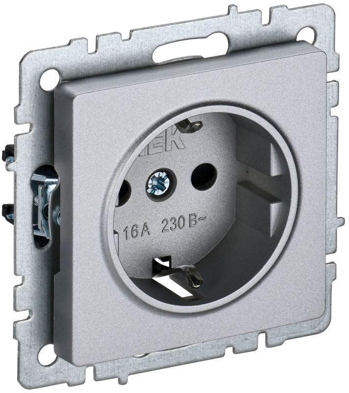 Розетка BRITE РС14-1-0-БрА 16А с заземл. защ. шторки алюм. IEK BR-R14-16-K47 купить оптом выгодно Розетка BRITE РС14-1-0-БрА 16А с заземл. защ. шторки алюм. IEK BR-R14-16-K47 оптом купить цена