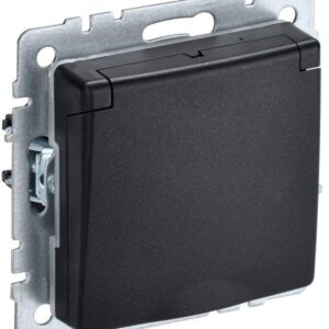 Розетка BRITE РСбш10-3-44-БрЧ 16А IP44 с заземл. защ. шторки с крышкой черн. IEK BR-R16-16-44-K02 оптом купить цена
