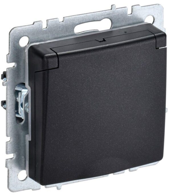 Розетка BRITE РСбш10-3-44-БрЧ 16А IP44 с заземл. защ. шторки с крышкой черн. IEK BR-R16-16-44-K02 оптом купить цена