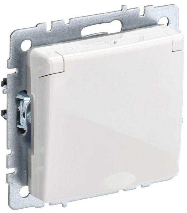 Розетка BRITE РСбш10-3-БрБ 16А IP20 с заземл. защ. шторки с крышкой бел. IEK BR-R16-16-K01 оптом купить цена