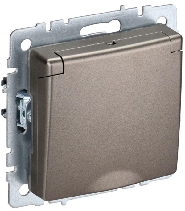 Розетка BRITE РСбш10-3-БрШ 16А IP20 с заземл. защ. шторки с крышкой шампань IEK BR-R16-16-K37 оптом купить цена