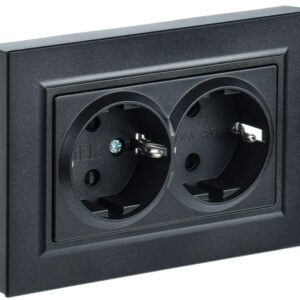 Розетка 2-м СП BRITE РС12-3-БрЧ 16А в сборе с заземл. без защ. шторок черн. IEK BR-R21-16-K02-F оптом купить цена