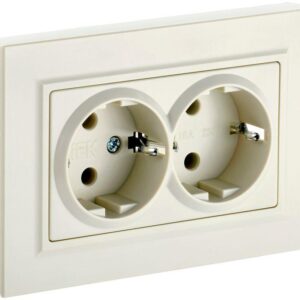 Розетка 2-м СП BRITE РС12-3-БрКр 16А в сборе с заземл. без защ. шторок беж. IEK BR-R21-16-K10-F оптом купить цена