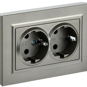Розетка 2-м СП BRITE РСш12-3-БрШ 16А в сборе с заземл. защ. шторки шампань IEK BR-R24-16-K37-F оптом купить цена