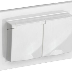 Розетка 2-м СП BRITE РСбш12-3-44-БрБ 16А в сборе IP44 с крышкой бел. IEK BR-R26-16-44-K01-F оптом купить цена