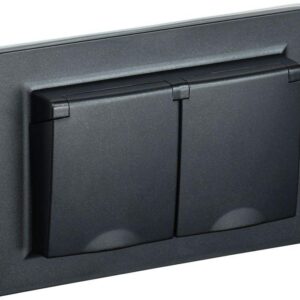 Розетка 2-м СП BRITE РСбш12-3-44-БрЧ 16А в сборе IP44 с крышкой черн. IEK BR-R26-16-44-K02-F оптом купить цена