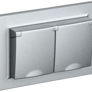 Розетка 2-м СП BRITE РСбш12-3-44-БрА 16А в сборе IP44 с крышкой алюм. IEK BR-R26-16-44-K47-F оптом купить цена