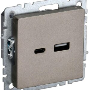 Розетка BRITE USB A+C 18Вт РЮ11-1-БрШ шампань IEK BR-U22-018-K37 оптом купить цена