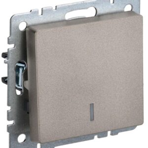 Выключатель 1-кл. СП BRITE ВС10-1-1-БрШ 10А с инд. шампань IEK BR-V10-1-10-K37 оптом купить цена