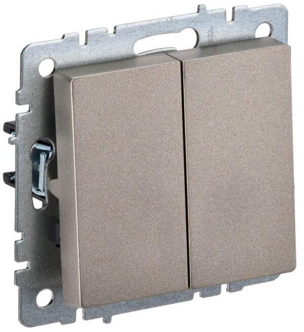 Выключатель 2-кл. СП BRITE ВС10-2-0-БрШ 10А шампань IEK BR-V20-0-10-K37 оптом купить цена