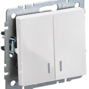 Выключатель 2-кл. СП BRITE ВС10-2-1-БрБ 10А с инд. бел. IEK BR-V20-1-10-K01 оптом купить цена