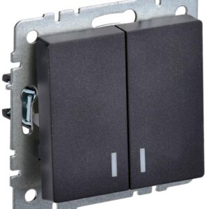 Выключатель 2-кл. СП BRITE ВС10-2-1-БрЧ 10А с инд. черн. IEK BR-V20-1-10-K02 оптом купить цена
