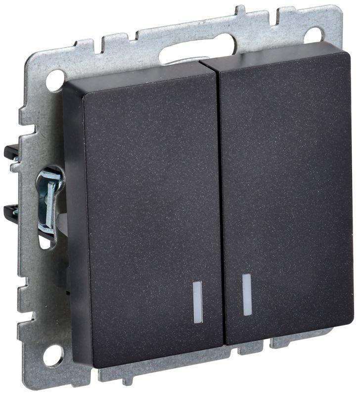 Выключатель 2-кл. СП BRITE ВС10-2-1-БрЧ 10А с инд. черн. IEK BR-V20-1-10-K02 купить оптом выгодно Выключатель 2-кл. СП BRITE ВС10-2-1-БрЧ 10А с инд. черн. IEK BR-V20-1-10-K02 оптом купить цена