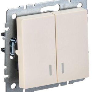 Выключатель 2-кл. СП BRITE ВС10-2-1-БрКр 10А с инд. беж. IEK BR-V20-1-10-K10 оптом купить цена