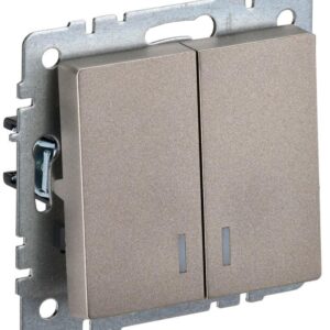 Выключатель 2-кл. СП BRITE ВС10-2-1-БрШ 10А с инд. шампань IEK BR-V20-1-10-K37 оптом купить цена