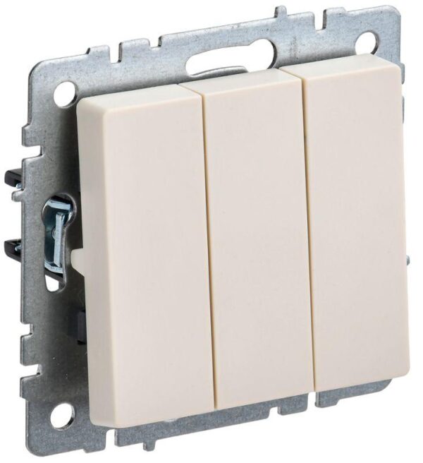 Выключатель 3-кл. СП BRITE ВС10-3-0-БрКр 10А беж. IEK BR-V30-0-10-K10 оптом купить цена