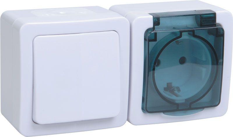 Блок ОП выключатель 1-кл. и розетка с заземл. контактом и крышкой для открытой установки бел. клавиша/дымчатая крышка БГб-22-31-ГПБд IP54 ГЕРМЕС PLUS IEK EBGMP20-K03-31-54-EC купить оптом выгодно Блок ОП выключатель 1-кл. и розетка с заземл. контактом и крышкой для открытой установки бел. клавиша/дымчатая крышка БГб-22-31-ГПБд IP54 ГЕРМЕС PLUS IEK EBGMP20-K03-31-54-EC оптом купить цена