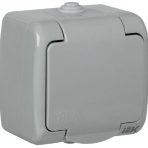 Розетка 1-м ОП Aquatic РСш12-2-А 16А IP54 с заземл. с крышкой сер. IEK ERA12-K03-16-54 оптом купить цена