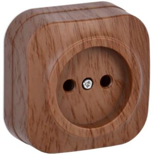 Розетка 1-м ОП GLORY РС20-2-ХД 10А без заземл. дуб IEK ERH10-K24-10 оптом купить цена