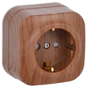 Розетка 1-м ОП GLORY РСш20-3-ХД 16А с заземл. защ. шторки дуб IEK ERH14-K24-16 оптом купить цена