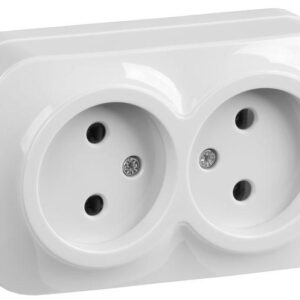 Розетка 2-м ОП GLORY РС22-2-ХБ 10А без заземл. бел. IEK ERH20-K01-10 оптом купить цена