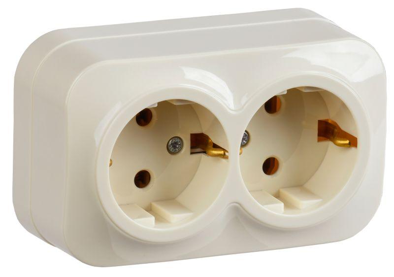 Розетка 2-м ОП GLORY РС22-3-ХК 16А с заземл. крем. IEK ERH21-K33-16 купить оптом выгодно Розетка 2-м ОП GLORY РС22-3-ХК 16А с заземл. крем. IEK ERH21-K33-16 оптом купить цена