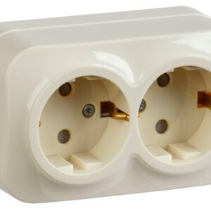 Розетка 2-м ОП GLORY РСш22-3-ХК 16А с заземл. защ. шторки крем. IEK ERH24-K33-16 оптом купить цена