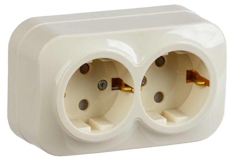 Розетка 2-м ОП GLORY РСш22-3-ХК 16А с заземл. защ. шторки крем. IEK ERH24-K33-16 купить оптом выгодно Розетка 2-м ОП GLORY РСш22-3-ХК 16А с заземл. защ. шторки крем. IEK ERH24-K33-16 оптом купить цена