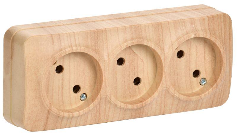 Розетка 3-м ОП GLORY РС23-2-ХС 10А без заземл. сосна IEK ERH30-K34-10 купить оптом выгодно Розетка 3-м ОП GLORY РС23-2-ХС 10А без заземл. сосна IEK ERH30-K34-10 оптом купить цена