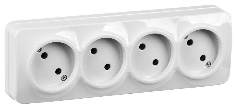 Розетка 4-м ОП GLORY РС24-2-ХБ 10А без заземл. бел. IEK ERH40-K01-10 купить оптом выгодно Розетка 4-м ОП GLORY РС24-2-ХБ 10А без заземл. бел. IEK ERH40-K01-10 оптом купить цена