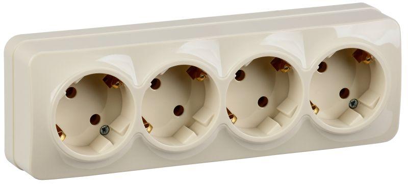 Розетка 4-м ОП GLORY РС24-3-ХК 16А с заземл. крем. IEK ERH41-K33-16 купить оптом выгодно Розетка 4-м ОП GLORY РС24-3-ХК 16А с заземл. крем. IEK ERH41-K33-16 оптом купить цена