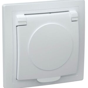 Розетка 1-м СП Кварта РСб10-3-КБ 16А IP20 с заземл. с крышкой бел. IEK ERK15-K01-16-DM оптом купить цена