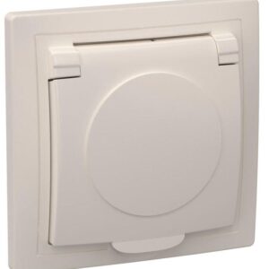 Розетка 1-м СП Кварта РСб10-3-ККм 16А IP20 с заземл. с крышкой крем. IEK ERK15-K33-16-DM оптом купить цена