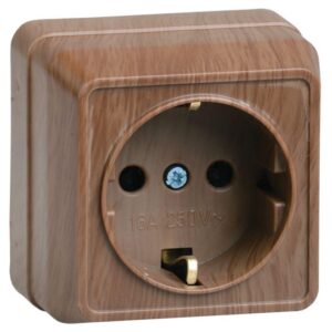 Розетка 1-м ОП Октава РС20-3-ОД 16А IP20 с заземл. дуб IEK ERO11-K04-16-DC оптом купить цена