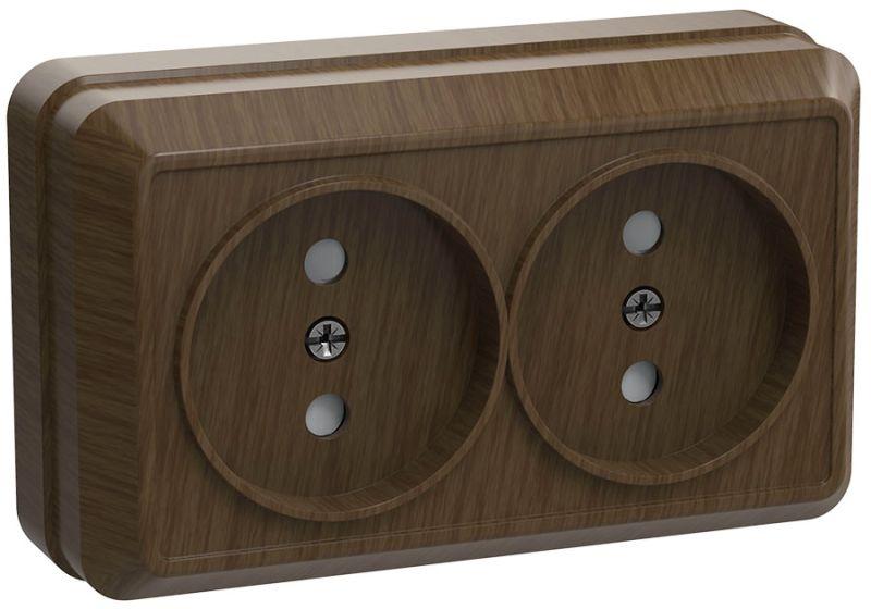 Розетка 2-м ОП Октава 10А IP20 без заземл. дуб IEK ERO20-K04-10-DC купить оптом выгодно Розетка 2-м ОП Октава 10А IP20 без заземл. дуб IEK ERO20-K04-10-DC оптом купить цена